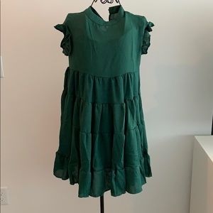 ☘️Emerald Green Mini Dress with Ruffles